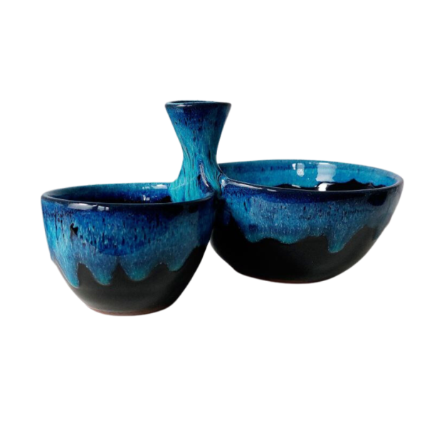 Hydria Original handgemachte Schale für Oliven von Kreta - schwarz blau