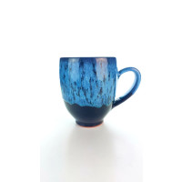 Hydria Original handgemachte Keramik Tasse Oval Groß von Kreta - schwarz blau