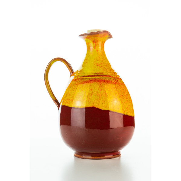 Hydria Original handgemachte Keramik Olivenöl Kanne Oval klein von Kreta - orange rot h= ca. 11,5 cm