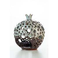 Hydria Original handgemachter Granatapfel Teelichthalter groß von Kreta - natur