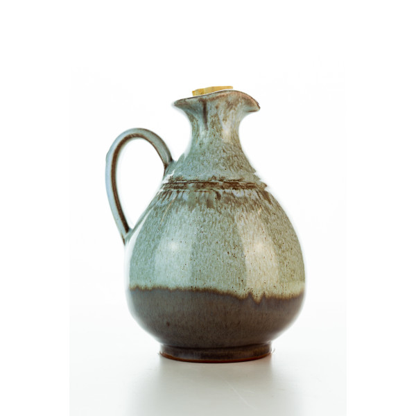 Hydria Original handgemachte Keramik Olivenöl Kanne Oval von Kreta - natur