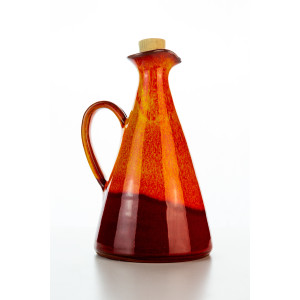 Geschenk Tasche Olivenöl mit Keramik Kanne Rot