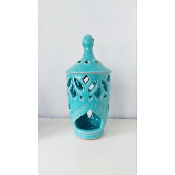 Hydria Original handgemachtes Hänge Windlicht groß von Kreta - türkis
