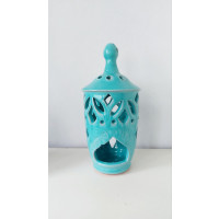 Hydria Original handgemachtes Hänge Windlicht groß von Kreta - türkis
