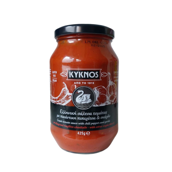 Tomatensauce mit pikantem Pfeffer und Knoblauch (425g) Kyknos