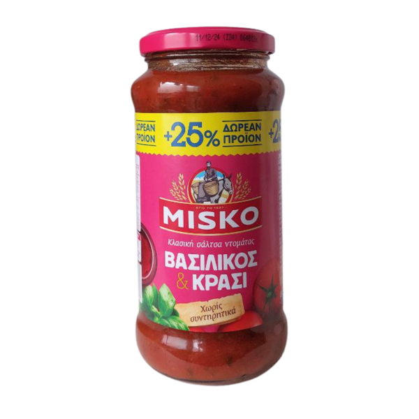 Misko Tomatensoße mit Basilikum und Wein (500g)